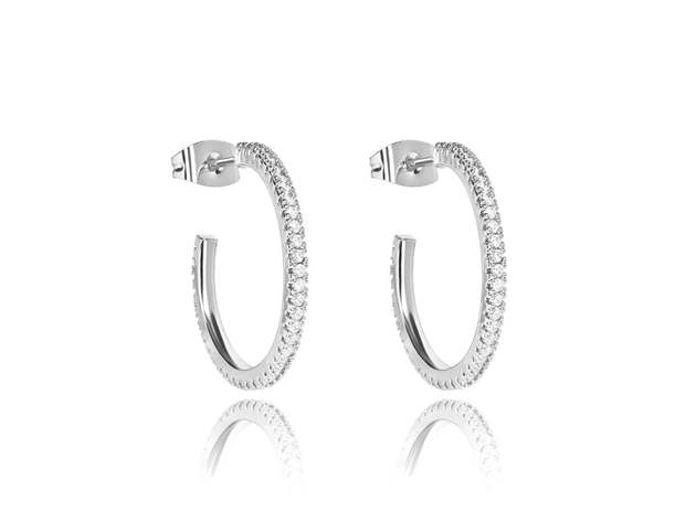 Silver Cubic Zirconia Hoop Earrings Stacksocial