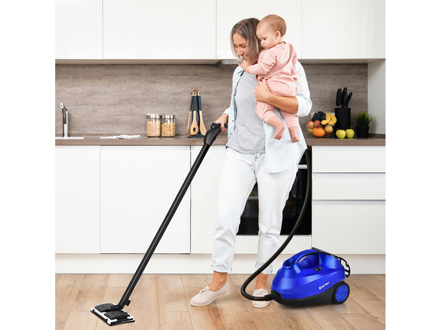 Costway 2000W Heavy Duty Steam Cleaner Mop Multi-Purpose W/19 Accessories Purple\Blue - Blue