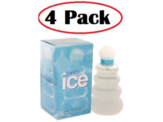4 Pack of Samba Ice by Perfumers Workshop Eau De Toilette Spray 3.4 oz