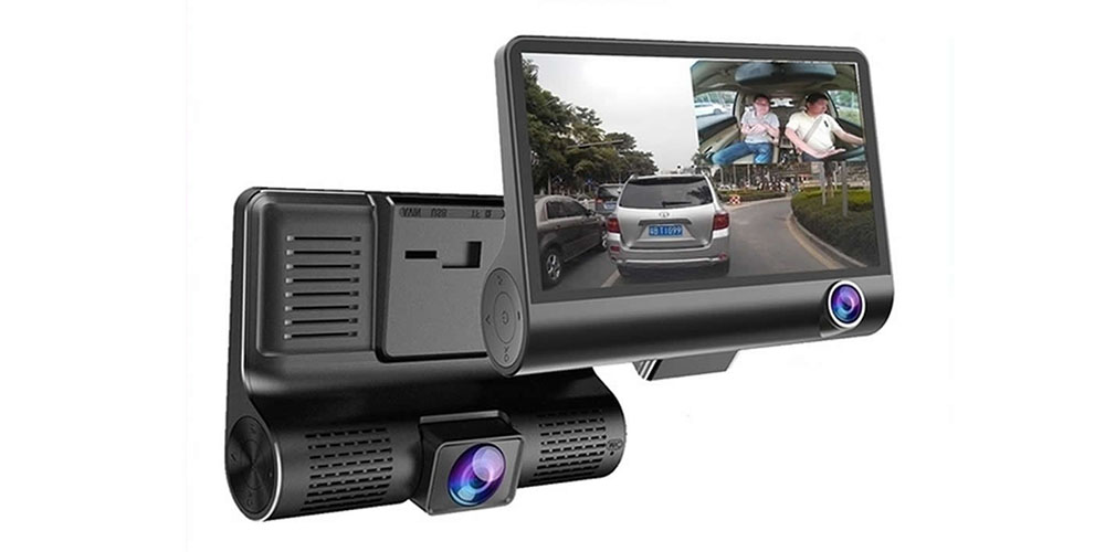 Safe Drive Dual Camera Car Dash Cam with Large Screen