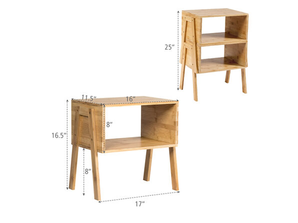 costway bamboo nightstand