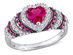 1 3/4 Carat (ctw) Lab Created Ruby & White Sapphire Heart Ring in Sterling Silver - 9