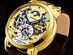 Stührling Menai Automatic 47mm Skeleton Dual Time Watch (Gold Dial)
