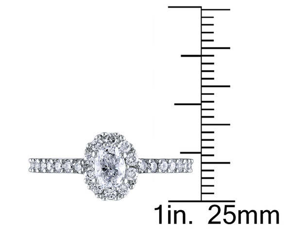 1.00 Carat (ctw G-H, I1-I2) Oval Diamond Engagement Ring in 14K White Gold 