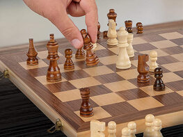 15“木制国际象棋和跳棋套装