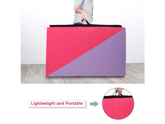 Costway 4'x10'x2'' Gymnastics Mat Thick Folding Panel Gym Home Pink & Purple