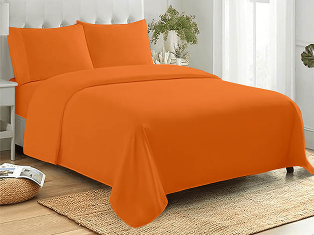 4-Piece Microfiber Sheet Set (Orange/King)