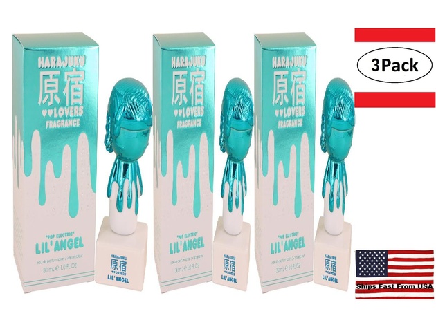 3 Pack Harajuku Lovers Pop Electric Lil' Angel by Gwen Stefani Eau De Parfum Spray 1 oz for Women