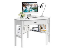 Costway Corner Computer Desk Laptop Writing Table Wood Workstation Home Office Furniture - White