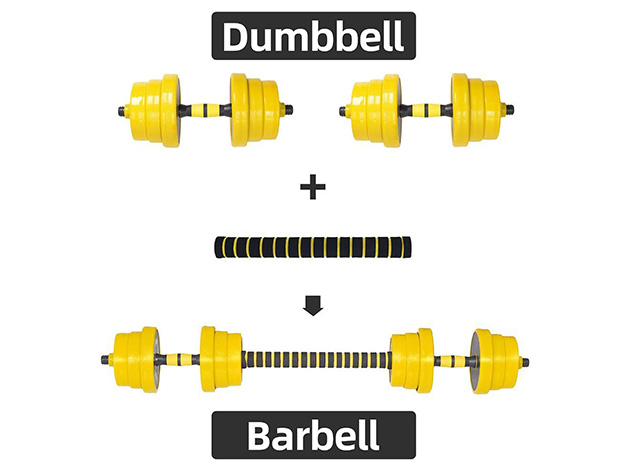 Nice C Adjustable Dumbbell Barbell Set (33lbs Barbell/15lbs Dumbbell Set)