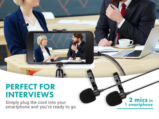 Movo Dual Clip-on Lavalier Interview Microphones