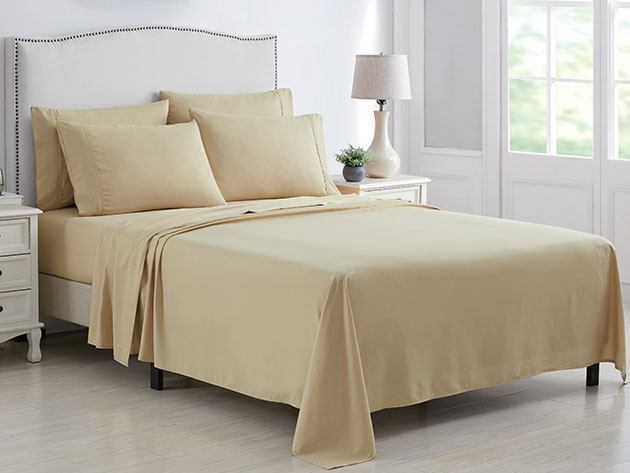Kathy Ireland 6-Piece Brushed Microfiber Sheet Set (Beige/Queen)
