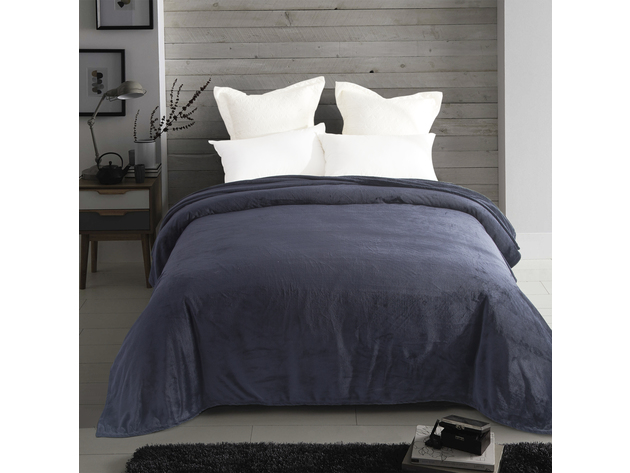 Spyder Flannel Ultra Plush Bed Blanket Interwoven Strength - Twin Blue