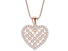 Rose Gold Crystal Heart Necklace 