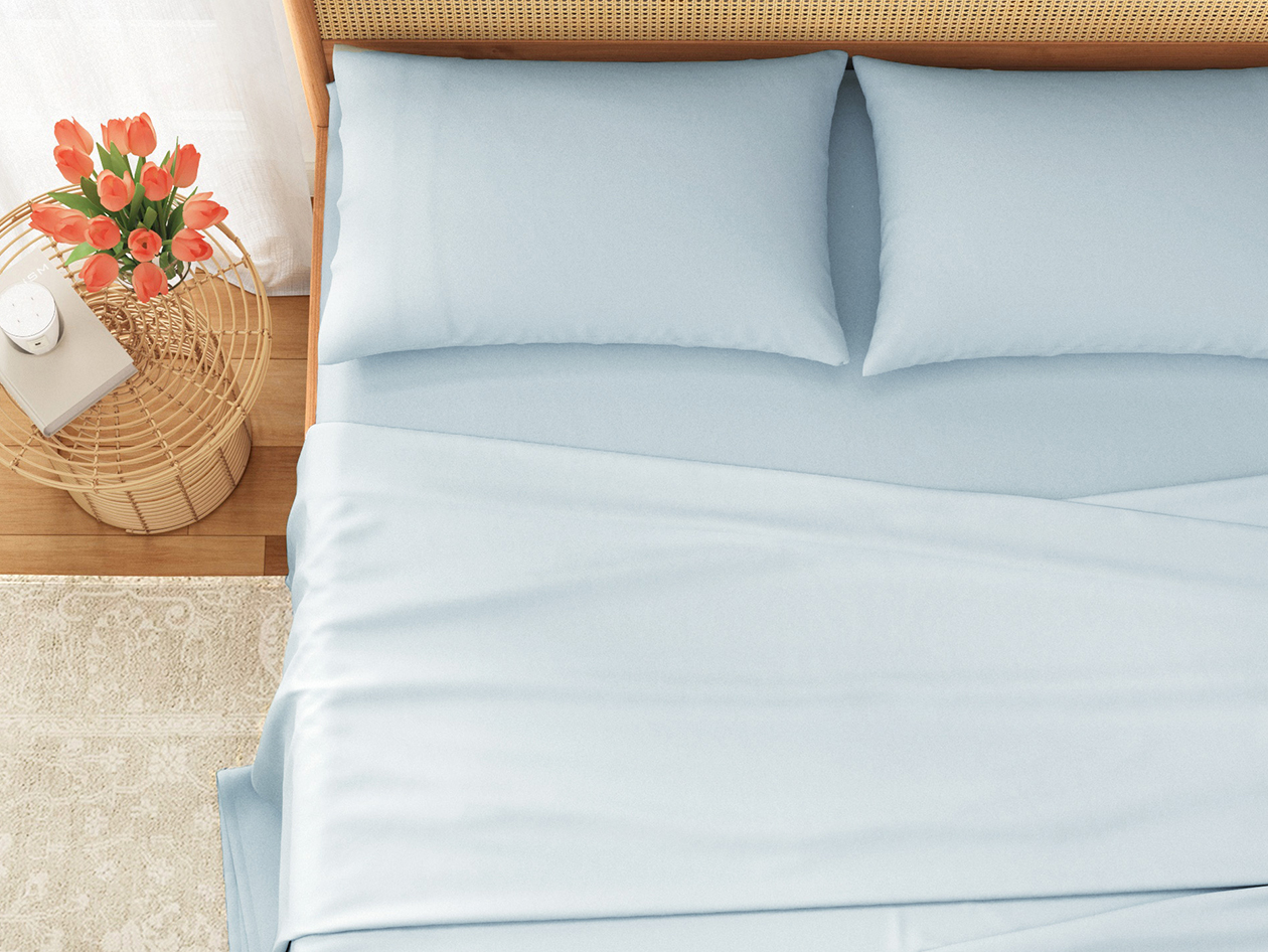 4-Piece Pre-Washed Microfiber Sheet Set (Blue/Full)