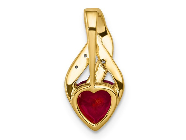 1.15 Carat (ctw) Lab-Created Ruby Heart Pendant Necklace in 14K Yellow Gold with Chain