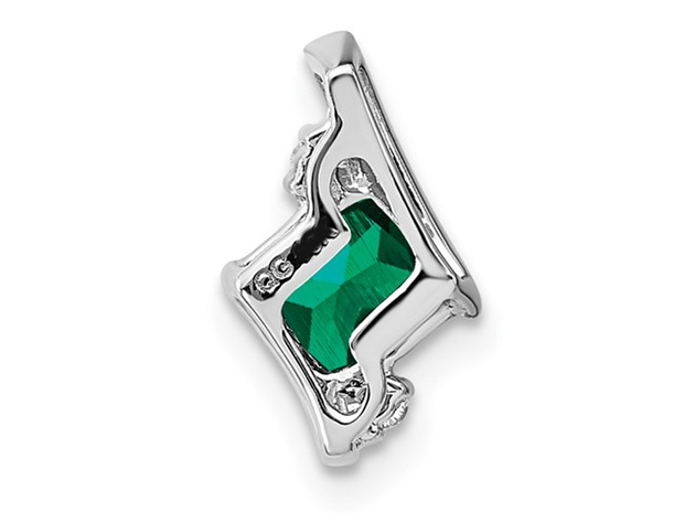 1/2 Carat (ctw) Lab-Created Emerald Pendant Necklace in Sterling Silver with Chain