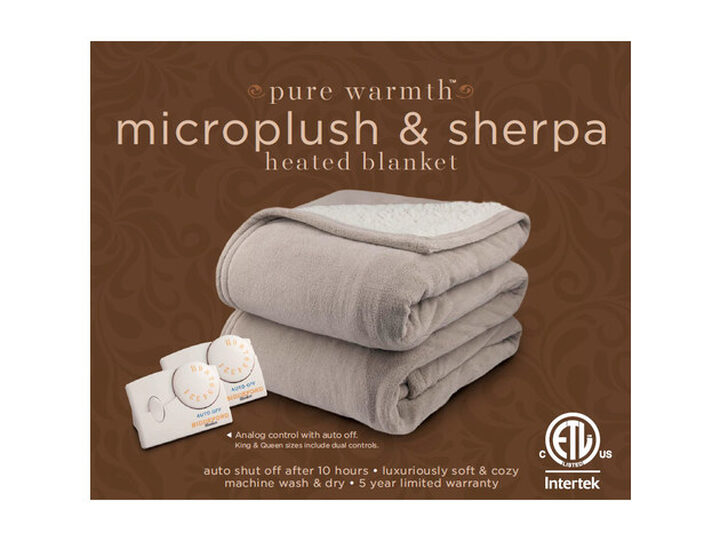 Biddeford microplush sherpa electric heated warming blanket twin full queen best sale king