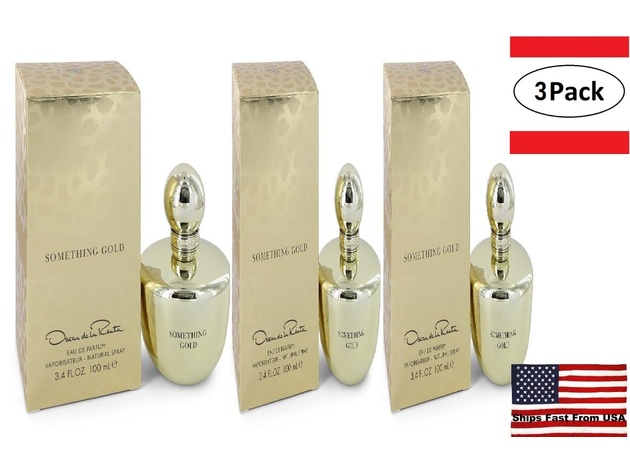 3 Pack Something Gold by Oscar De La Renta Eau De Parfum Spray 3.4 oz for Women
