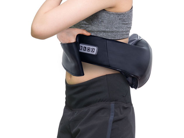 Costway Shiatsu Back and Neck Massager Kneading Shoulder Massage Pillow W/Heat Straps - Black