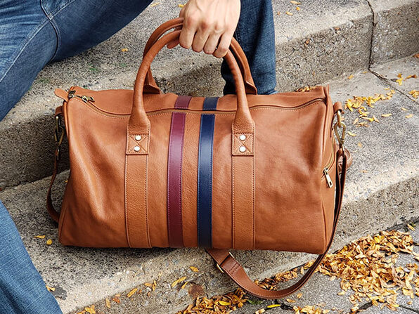 full grain leather duffle