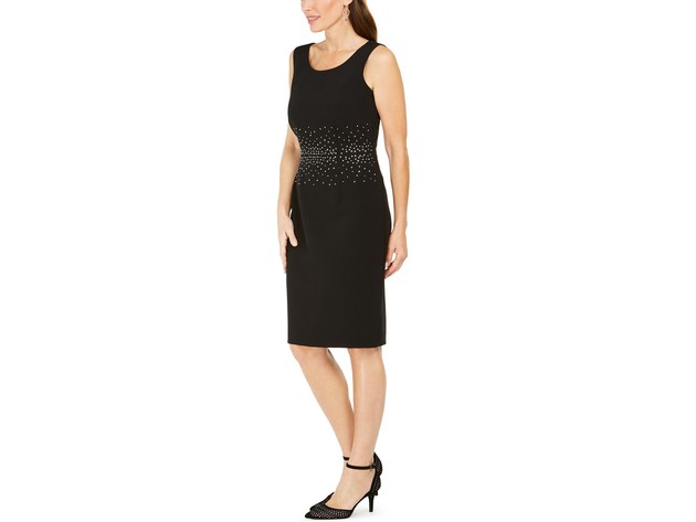Kasper Women's Jeweled Stud Sheath Dress Black Size 12