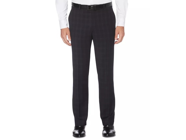 Perry Ellis Portfolio Men's Slim-Fit Stretch Subtle Tonal Plaid Dress Pants  Blue Size 34X34 StackSocial