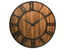 Costway 30'' Round Wall Clock Decorative Wooden Clock Come With Battery - Natural Wood