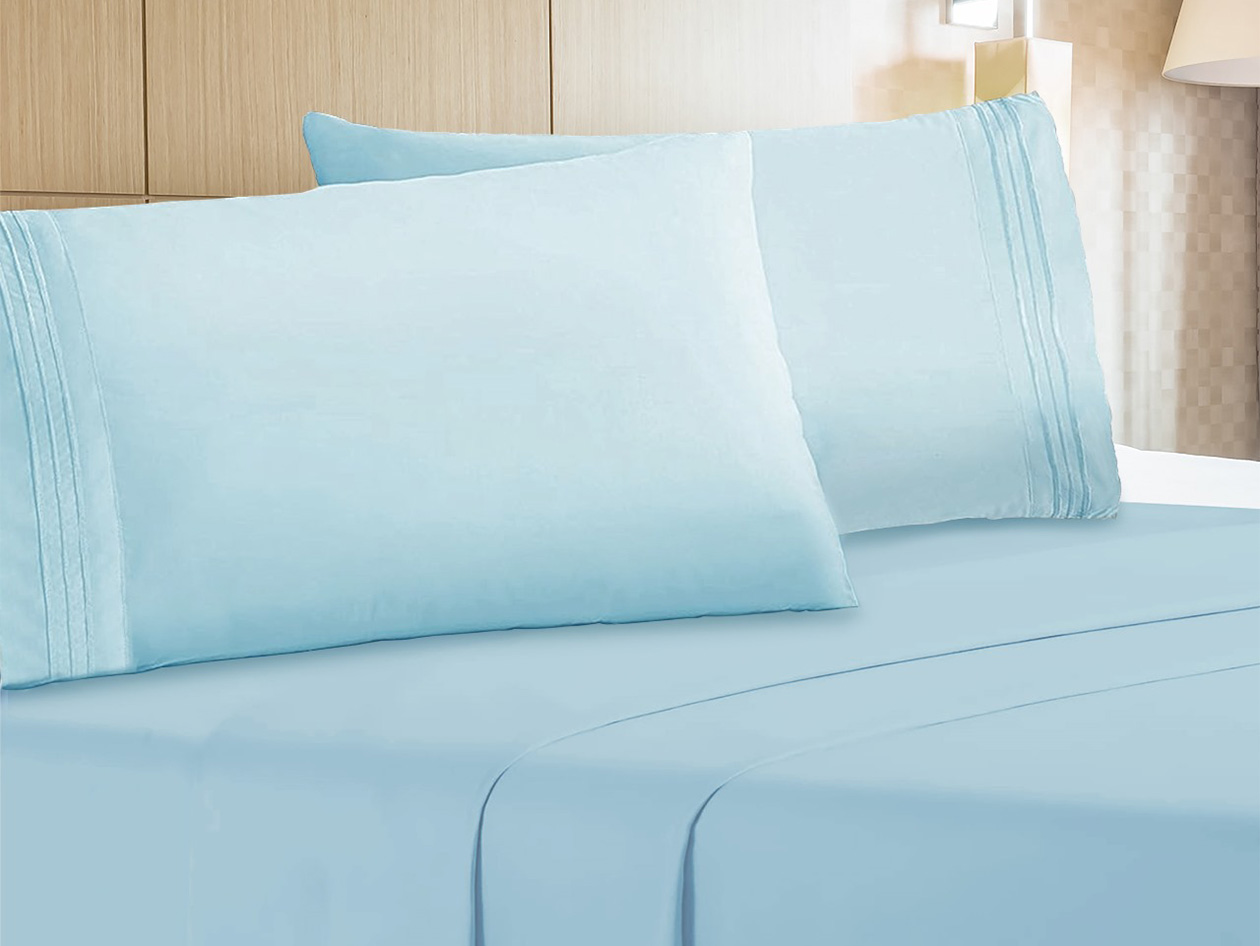 The Luxe 4-Piece Microfiber Bed Sheet Set (Blue/Full)