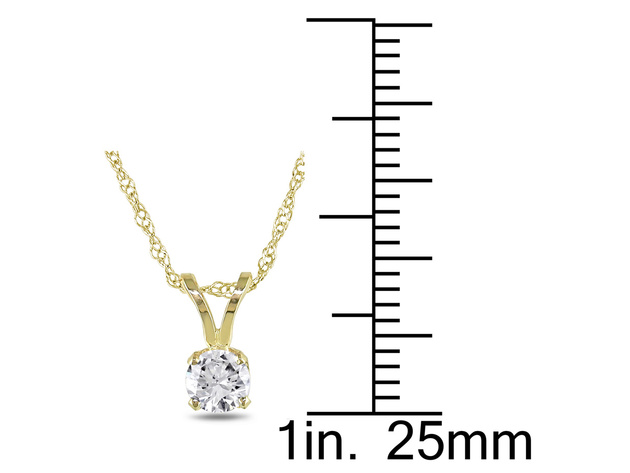 Diamond Solitaire Pendant 1/4 Carat (ctw) in 14K Yellow Gold with Chain