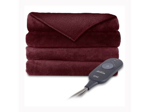 Degrees of Comfort Micro orders Plush Heated Blanket Foot Pocket Red