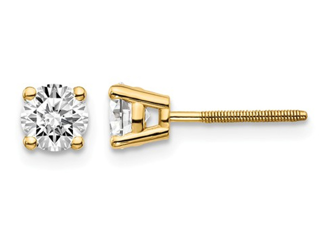 7/10 Carat (ctw VS2-SI1, G-H-I) Round Diamond Solitaire Stud Earrings in 14K Yellow Gold