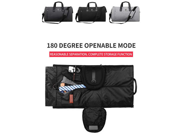 Convertible Garment Bag with Shoulder Strap (Gray)