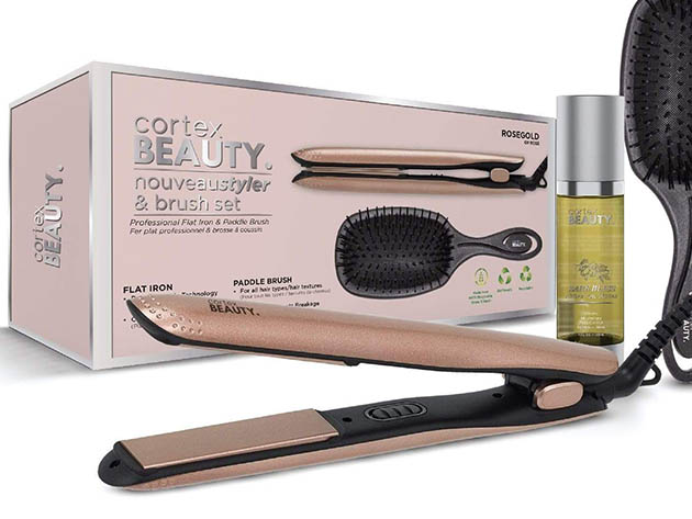 Cortex Beauty Nouveau Styler Brush with Hair Serum Bundle Blush Pink StackSocial