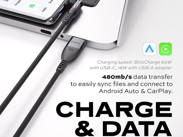 Statik® PowerPivot™ Pro 100W USB-C to USB-C 6ft Charge Cable