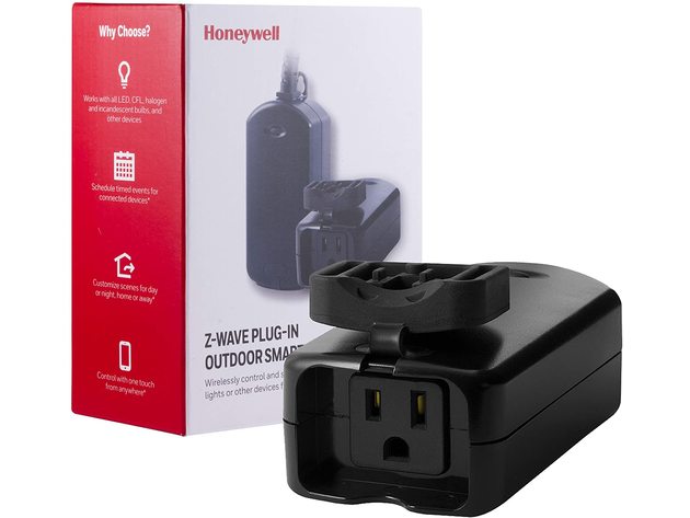 Honeywell UltraPro Z-Wave Plus Outdoor Switch Single Outlet Plug-In - Black