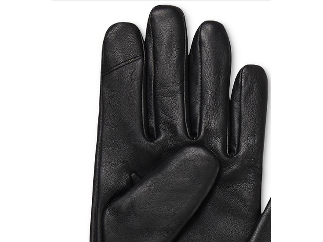 Calvin Klein Men's Classic Leather Fleece-Lined Touchscreen Gloves Size Large