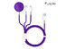 3-in-1 Apple Watch AirPods & iPhone Lightning Charging Cable (Purple)