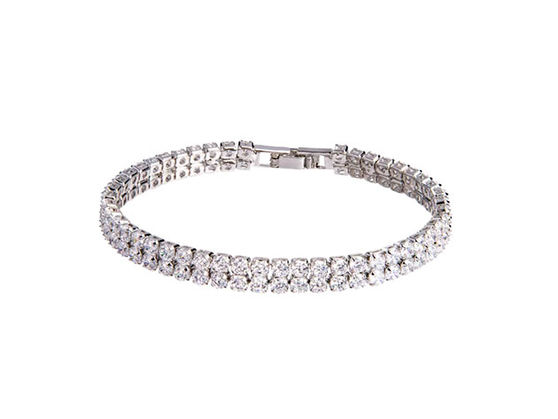 Tennis Bracelet With Double-Row Round-Cut Cubic Stones