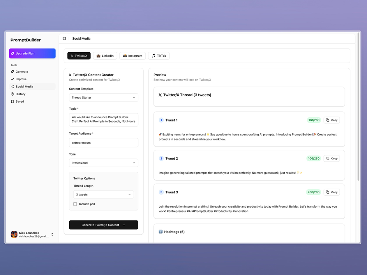 PromptBuilder - AI Prompt Engineer: Lifetime Subscription