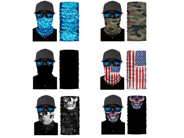 Face Cover Mask Neck Gaiter Elastic and Microfiber Tube Neck Warmer- Pack of 4 - Camouflage