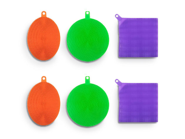 Handy Gourmet Silicone Sponges (Set of 4 Colors) Kitchen and Dish Scrubber,  Fragrance Free, Mildew Free, Odor Free