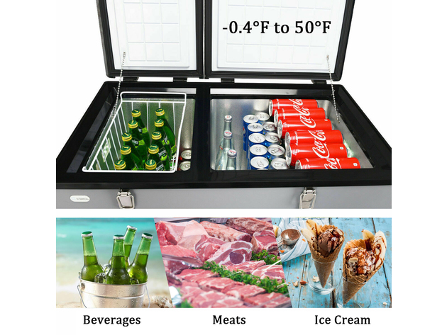 84-Quart Portable Electric Car Cooler Refrigerator / Freezer Compressor Camping - Black + Gray