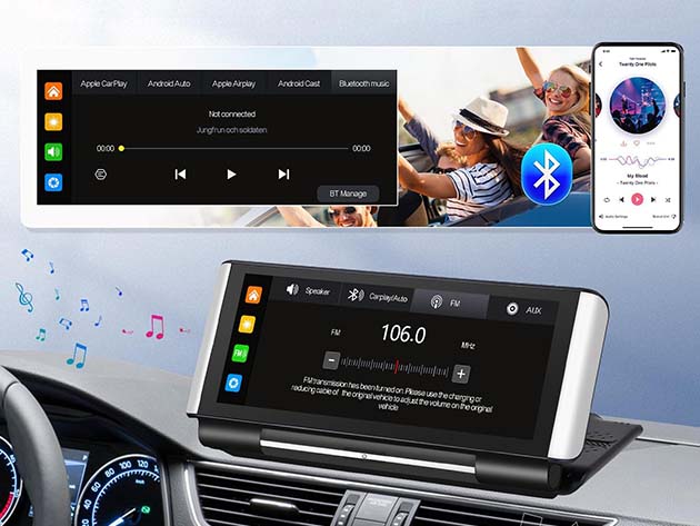 6.8 Foldable Touchscreen Car Display with Apple CarPlay & Android Auto  Support