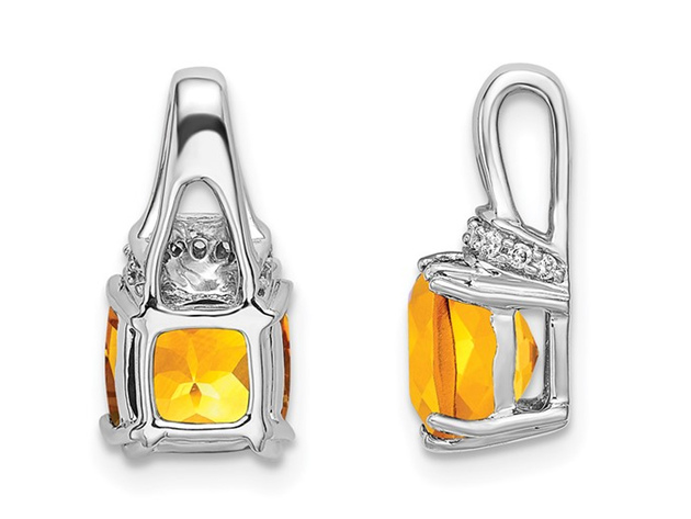 1.25 Carat (ctw) Drop Citrine Pendant Necklace in 14K White Gold with Chain