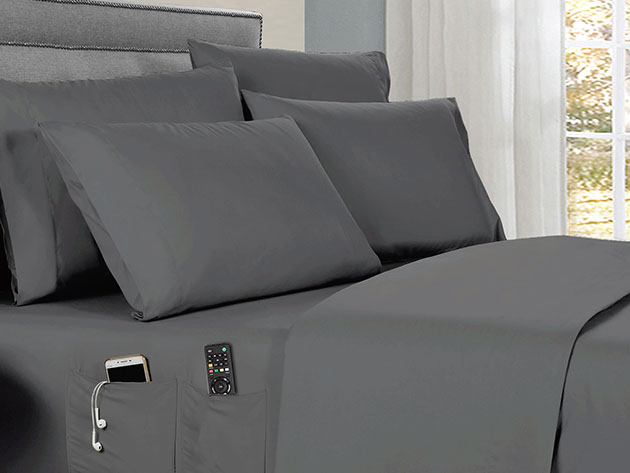 Kathy Ireland 6-Piece Smart Sheet Set (Grey/Queen)