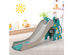 Costway 4 in 1 Kids Climber Slide Play Set w/Basketball Hoop & Toss Toy Indoor & Outdoor - Green/Grey
