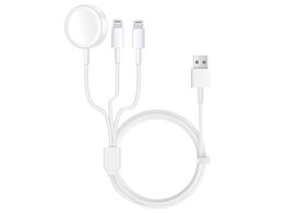 3-in-1 Apple Watch, AirPods & iPhone Charger (White/Purple)