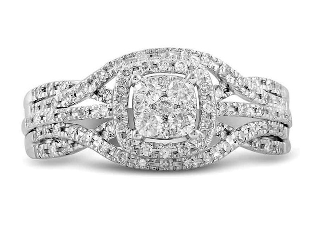 1/3 Carat (ctw H-I, I1-I2) Diamond Engagement Ring in 10K White Gold - 8.5