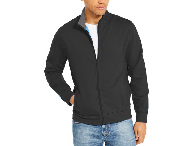 Club Room Men's  Full-Zip Tech Fleece Sweatshirt Black Size Medium